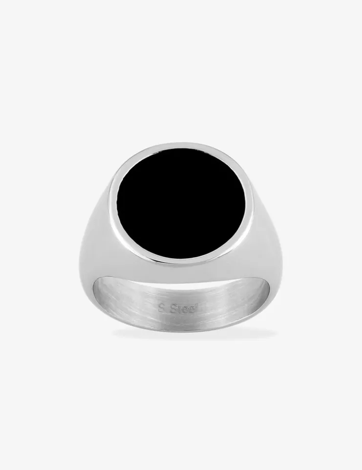 Bague acier CARGO plateau rond 16 mm en carbone noir SO OR