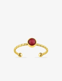 Bague acier doré avec rubis SO OR