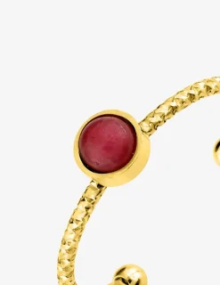 Bague acier doré avec rubis SO OR