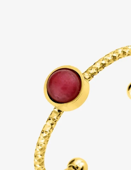 Bague acier doré avec rubis SO OR