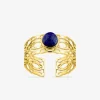 Bague acier doré et lapis-lazuli bleu SO OR