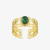 Bague acier doré et malachite SO OR