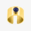 Bague acier doré lapis-lazuli bleu ajustable SO OR