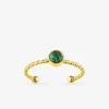 Bague acier doré malachite SO OR