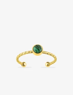 Bague acier doré malachite SO OR