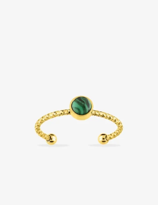 Bague acier doré malachite SO OR