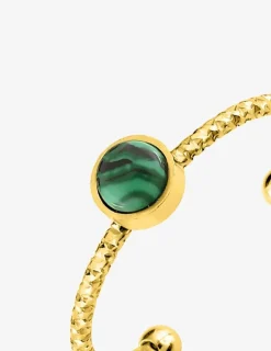 Bague acier doré malachite SO OR