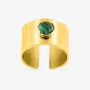 Bague acier doré malachite ajustable SO OR