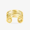 Bague acier jaune avec des motifs vagues "tendance" SO OR