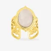Bague acier jaune et quartz rose synthétique SO OR