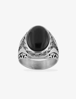 Bague agate noire et acier SO OR