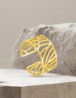 Bague ajourée en acier doré SO OR
