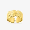Bague ajustable en acier doré et motifs feuilles SO OR