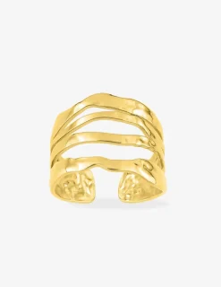 Bague ajustable et ajourée en acier doré SO OR