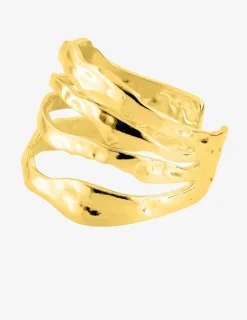 Bague ajustable et ajourée en acier doré SO OR