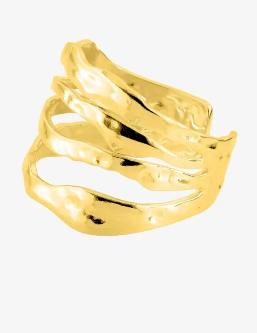 Bague ajustable et ajourée en acier doré SO OR