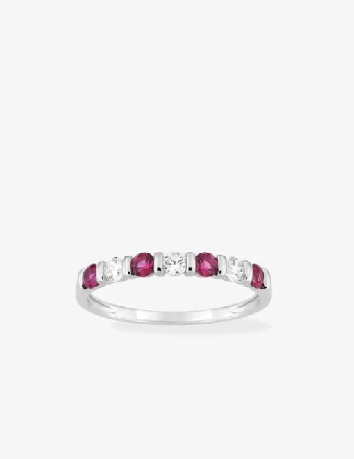 Bague alliance en argent rhodié 925‰ oxyde blanc et rose SO OR