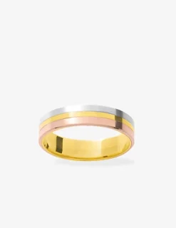 Bague alliance fantaisie en or 750‰ anneaux tricolores - Mariage