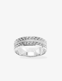Bague alliance or blanc 750‰ et rayures oxyde blanc SO OR