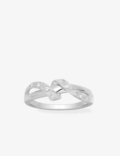 Bague anneaux entrelacés argent rhodié 925 ‰ et oxyde de zirconium SO OR