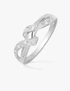 Bague anneaux entrelacés argent rhodié 925 ‰ et oxyde de zirconium SO OR