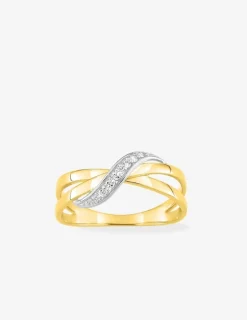 Bague anneaux entrelacés plaqué or, rhodium et oxydes de zirconium SO OR