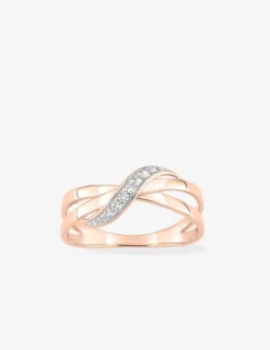 Bague anneaux entremêlés plaqué or rose, rhodium et oxydes de zirconium SO OR