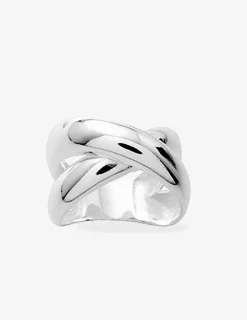 Bague anneaux larges croisés argent rhodié 925 ‰ SO OR