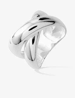 Bague anneaux larges croisés argent rhodié 925 ‰ SO OR