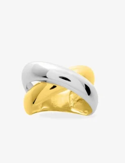 Bague anneaux larges croisés plaqué or et rhodium SO OR