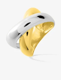 Bague anneaux larges croisés plaqué or et rhodium SO OR