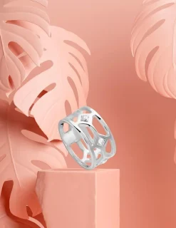 Bague argent 925 ‰ avec oxydes de zirconium motif fantaisie SO OR