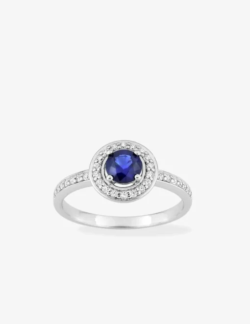 Bague argent 925 ‰ rhodié avec oxydes de zirconium blancs et bleu SO OR