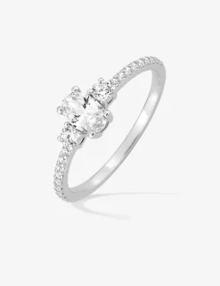 Bague argent 925 ‰ rhodié avec oxydes de zirconium blancs SO OR