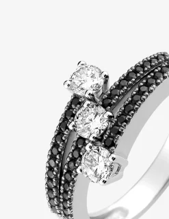 Bague argent 925 ‰ rhodié et oxydes de zirconium SO OR