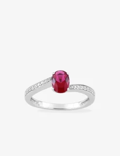 Bague argent 925 ‰ rhodié et oxydes de zirconium rouge et blancs SO OR