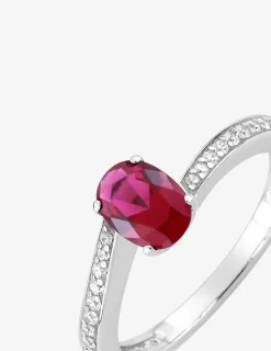 Bague argent 925 ‰ rhodié et oxydes de zirconium rouge et blancs SO OR