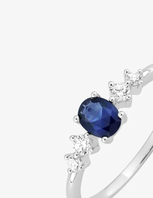 Bague argent 925 ‰ rhodié et oxydes de zirconium bleu et blancs SO OR