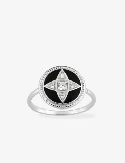 Bague argent 925‰ gris émail laqué noir fantaisie SO OR
