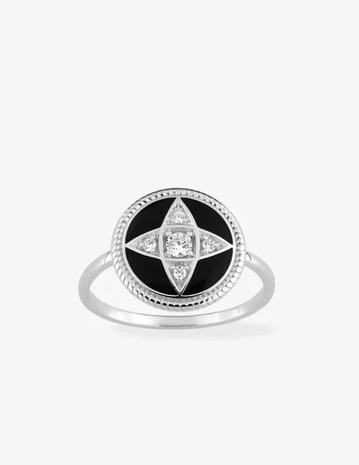Bague argent 925‰ gris émail laqué noir fantaisie SO OR