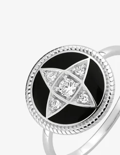 Bague argent 925‰ gris émail laqué noir fantaisie SO OR