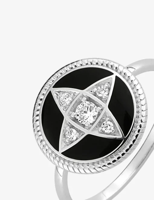 Bague argent 925‰ gris émail laqué noir fantaisie SO OR