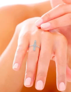 Bague argent 925‰ oxyde blanc ovale fantaisie SO OR