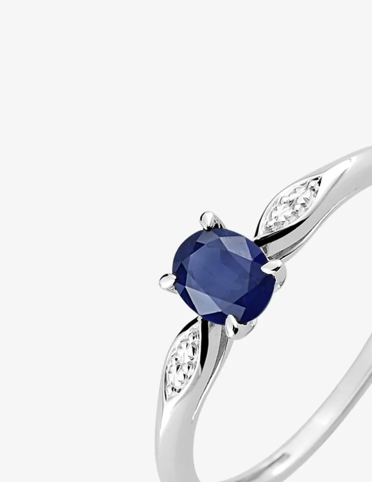 Bague argent 925‰ oxyde bleu serti griffes style solitaire fantaisie SO OR