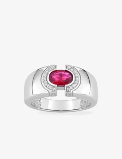Bague argent 925‰ oxyde rose avec entourage fantaisie SO OR