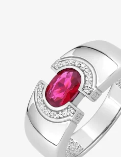 Bague argent 925‰ oxyde rose avec entourage fantaisie SO OR