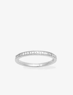 Bague argent 925‰ rhodié et oxydes de zirconium sertis griffes 1,5 mm SO OR