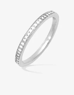 Bague argent 925‰ rhodié et oxydes de zirconium sertis griffes 1,5 mm SO OR