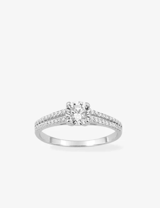 Bague argent 925‰ rhodié et oxyde de zirconium 6 mm accompagné SO OR