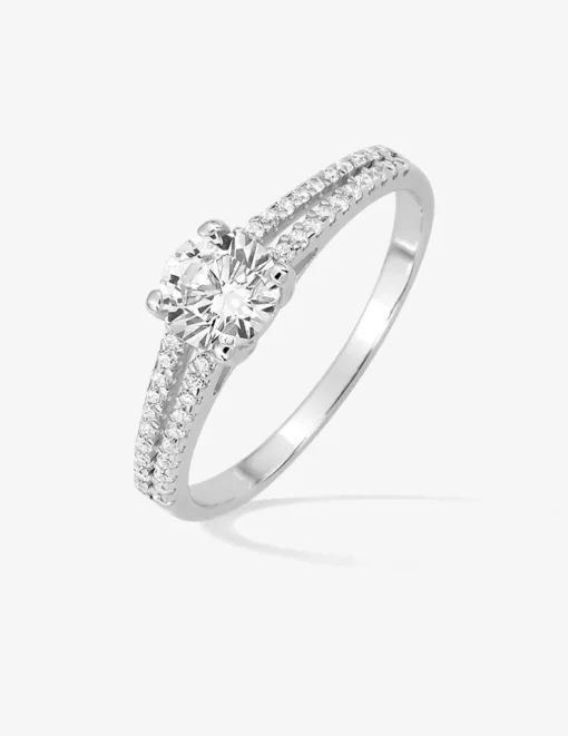Bague argent 925‰ rhodié et oxyde de zirconium 6 mm accompagné SO OR
